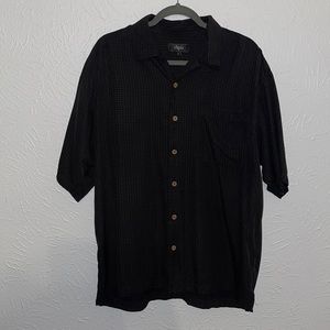Villini Black 100% Silk Short Sleeve Button Down Large
